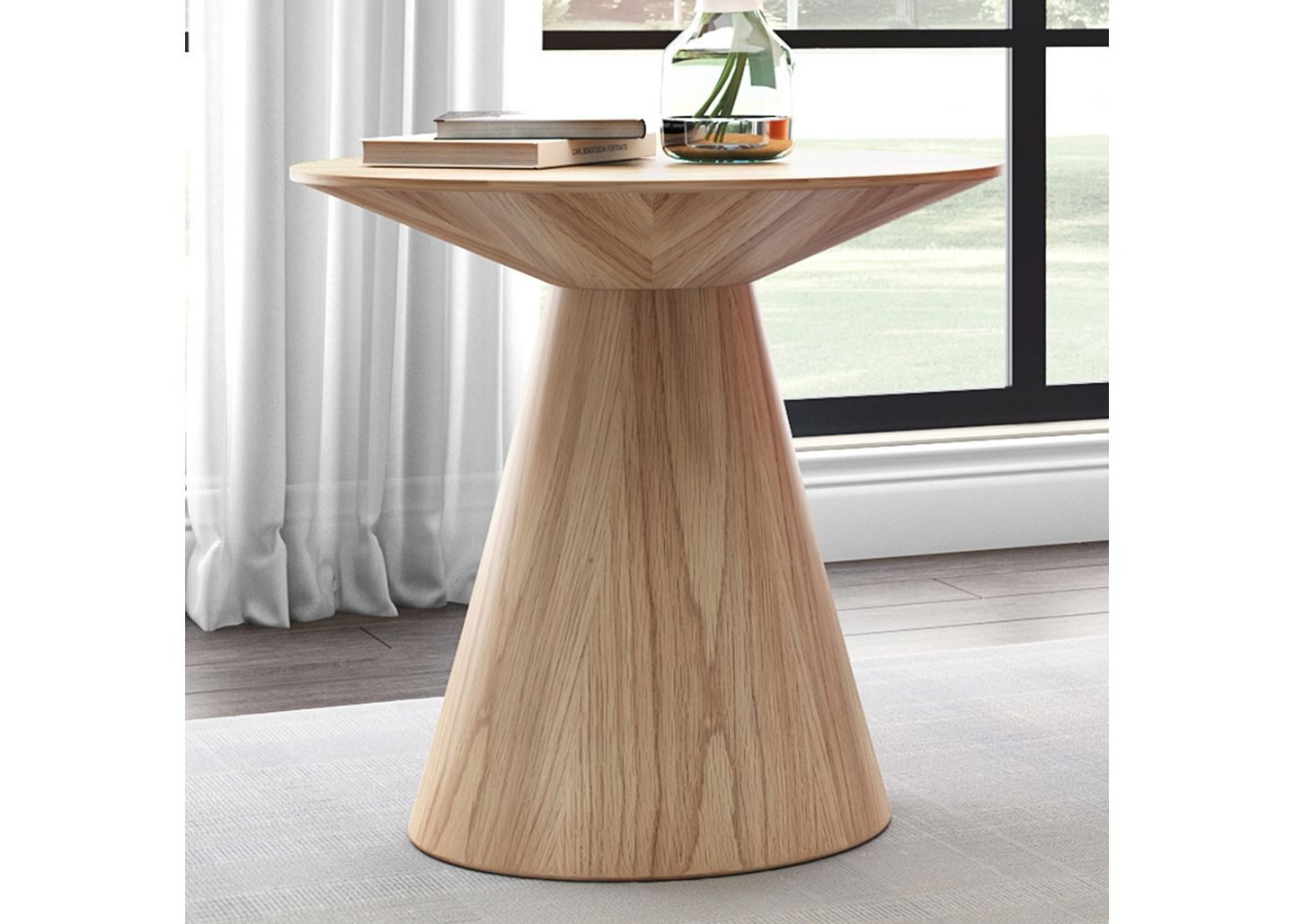Euro Style Wesley 23 3/4" Wide Oak Veneered Wood Round Side Table